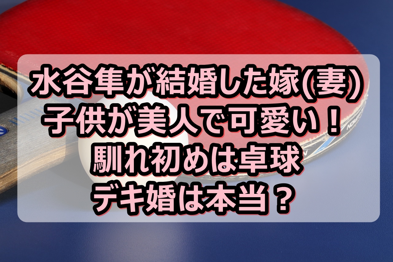 水谷隼が結婚した嫁 妻 や子供が美人で可愛い 馴れ初めは卓球でデキ婚は本当 やんかねちゃんの 種活 さがし