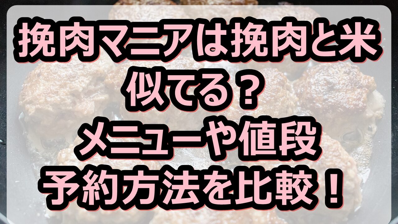 挽肉マニアは挽肉と米と似てる？メニューや値段や予約方法を比較！